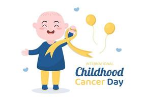 dia internacional do câncer infantil ilustração dos desenhos animados desenhados à mão em 15 de fevereiro para arrecadar fundos, promover a prevenção e apoio expresso vetor