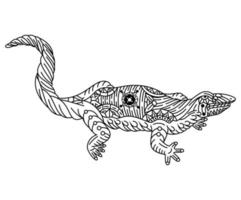 arte de linha de cabeça de lagarto vetor