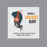 design de banner do dia mundial da música vetor