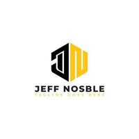 letra inicial abstrata jn ou logotipo nj em preto-amarelo isolado em fundo branco aplicado para logotipo de empresa de construção também adequado para as marcas ou empresas com nome inicial nj ou jn. vetor