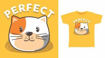 design de t-shirt de ilustração vetorial de design de gato perfeito bonito e outros usos. vetor