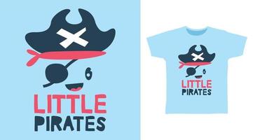 polvo bonitinho piratas desenham ilustração vetorial pronta para impressão em t-shirt vetor
