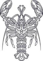 ornamento de luxo redemoinhos silhueta de lagosta vetor