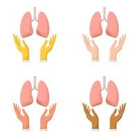 conjunto de gestos de mãos com pulmão vetor