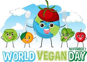 conceito de logotipo do dia mundial do vegan vetor