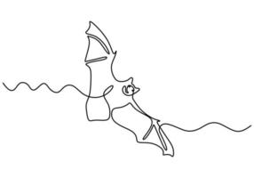 um morcego voador de linha única contínua para a noite internacional do morcego vetor