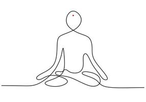 uma única linha contínua desenhada à mão da meditação do homem vetor