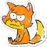 vinheta angustiada de uma raposa irritada de desenho animado vetor