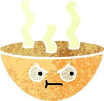 tigela de desenho animado estilo retrô de sopa quente vetor