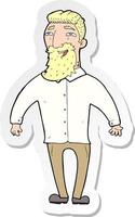 adesivo de um homem feliz de desenho animado com barba vetor