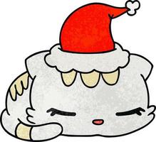 desenho de natal texturizado de gato kawaii vetor