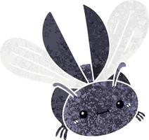 besouro voador de estilo de ilustração retrô peculiar dos desenhos animados vetor