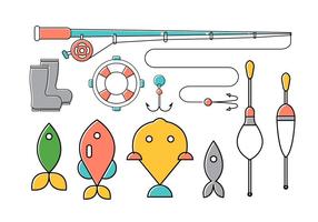 Conjunto de vetores de ferramentas de pesca