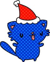 desenho de natal do gato kawaii vetor