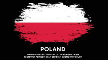 vetor de design de bandeira de textura grunge colorida polônia