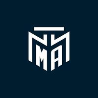 ma logotipo inicial do monograma com design de estilo geométrico abstrato vetor