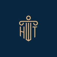 ht inicial para o logotipo do escritório de advocacia, logotipo do advogado com pilar vetor