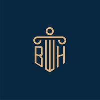 bh inicial para logotipo de escritório de advocacia, logotipo de advogado com pilar vetor