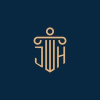 jh inicial para logotipo de escritório de advocacia, logotipo de advogado com pilar vetor