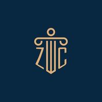 zc inicial para logotipo do escritório de advocacia, logotipo do advogado com pilar vetor