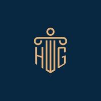 hg inicial para o logotipo do escritório de advocacia, logotipo do advogado com pilar vetor