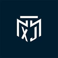 xj logotipo inicial do monograma com design de estilo geométrico abstrato vetor