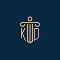 kd inicial para logotipo de escritório de advocacia, logotipo de advogado com pilar vetor