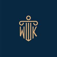 wk inicial para o logotipo do escritório de advocacia, logotipo do advogado com pilar vetor