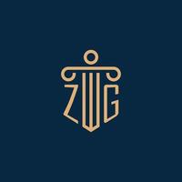 zg inicial para logotipo de escritório de advocacia, logotipo de advogado com pilar vetor