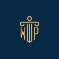 wp inicial para logotipo de escritório de advocacia, logotipo de advogado com pilar vetor
