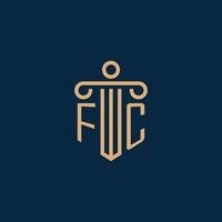 fc inicial para o logotipo do escritório de advocacia, logotipo do advogado com pilar vetor