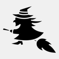 ícone witch.icon no estilo glifo. adequado para impressões, pôsteres, panfletos, decoração de festa, cartão de felicitações, etc. vetor