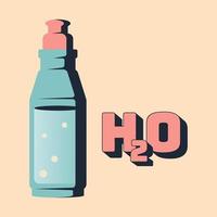 ícone de garrafa de água. modelo de recipiente de plástico coberto, aqua, bolhas líquidas, química da água. ilustração vetorial plana para uma vida saudável vetor