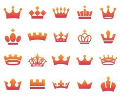 conjunto de ícones, símbolos e elementos da coroa vetor