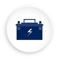ícone de bateria de carro com ícone de carga elétrica no estilo neomorfismo em fundo branco. mantendo a energia da bateria. serviço na oficina de reparação de automóveis. vetor