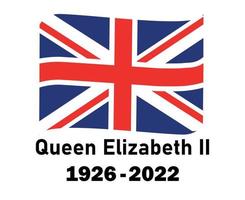 britânico reino unido bandeira fita e rainha elizabeth 1926 2022 preto nacional europa emblema ícone ilustração vetorial elemento de design abstrato vetor