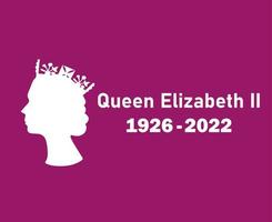 elizabeth queen 1926 2022 retrato de rosto branco britânico reino unido nacional europa país ilustração vetorial design abstrato com fundo roxo vetor