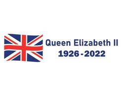 rainha elizabeth 1926 2022 azul e britânico a bandeira do reino unido fita nacional europa emblema ícone ilustração vetorial elemento de design abstrato vetor