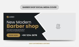 modelo de foto de capa de mídia social de barbearia moderna modelo de banner de web de salão de beleza vetor