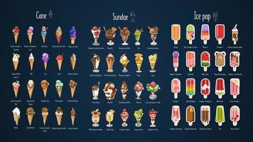 design gráfico de coleção de conjunto de vetores de sorvete