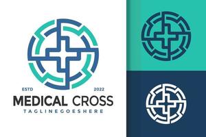 design de logotipo cruzado médico, vetor de logotipos de identidade de marca, logotipo moderno, modelo de ilustração vetorial de designs de logotipo