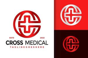 letra c design de logotipo cruzado médico, vetor de logotipos de identidade de marca, logotipo moderno, modelo de ilustração vetorial de designs de logotipo