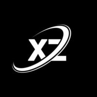 design de logotipo de letra xz xz. letra inicial xz vinculou o logotipo do monograma maiúsculo do círculo vermelho e azul. xz logotipo, design xz. xz, xz vetor