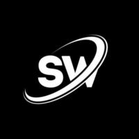 sw design de logotipo de carta sw. letra inicial sw círculo ligado logotipo monograma maiúsculo vermelho e azul. sw logo, sw design. sw, sw vetor