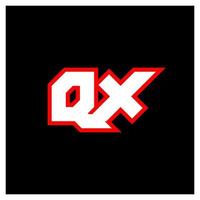 design de logotipo qx, design de letra inicial qx com estilo de ficção científica. qx logotipo para jogo, esport, tecnologia, digital, comunidade ou negócios. qx sport moderno fonte do alfabeto itálico. fontes de estilo urbano de tipografia. vetor