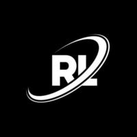 design de logotipo de carta rl rl. letra inicial rl círculo ligado logotipo monograma maiúsculo vermelho e azul. rl logotipo, design rl. rl, rl vetor