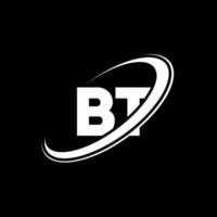 design de logotipo de letra bt bt. letra inicial bt logotipo de monograma maiúsculo círculo vinculado vermelho e azul. logotipo bt, design bt. bt, bt vetor