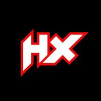 hx design de logotipo, design de letra inicial hx com estilo sci-fi. hx logotipo para jogo, esport, tecnologia, digital, comunidade ou negócios. fonte de alfabeto itálico moderno hx sport. fontes de estilo urbano de tipografia. vetor