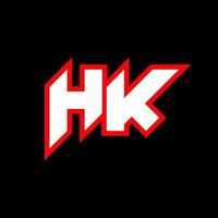 design de logotipo hk, design de letra inicial hk com estilo de ficção científica. hk logotipo para jogo, esport, tecnologia, digital, comunidade ou negócios. fonte do alfabeto itálico moderno do esporte hk. fontes de estilo urbano de tipografia. vetor