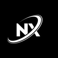 nx nx design de logotipo de carta. letra inicial nx logotipo de monograma maiúsculo círculo vinculado vermelho e azul. nx logotipo, nx design. nx, nx vetor